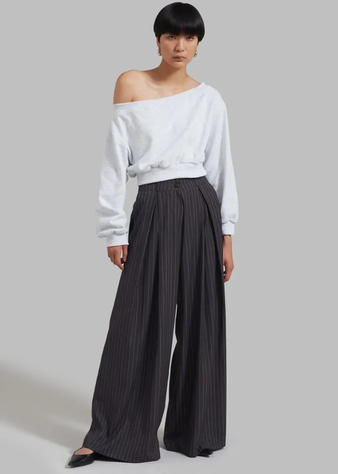 The Frankie Shop Gine Cropped Sweatshirt 8211 Grey Melange Shop Tops