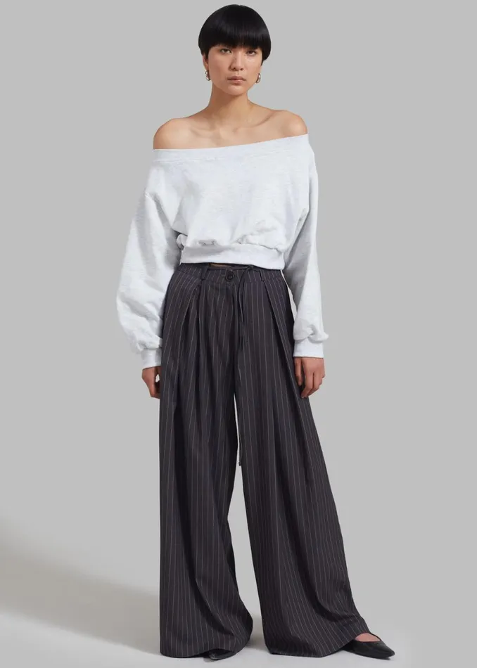 The Frankie Shop Gine Cropped Sweatshirt 8211 Grey Melange Shop Tops
