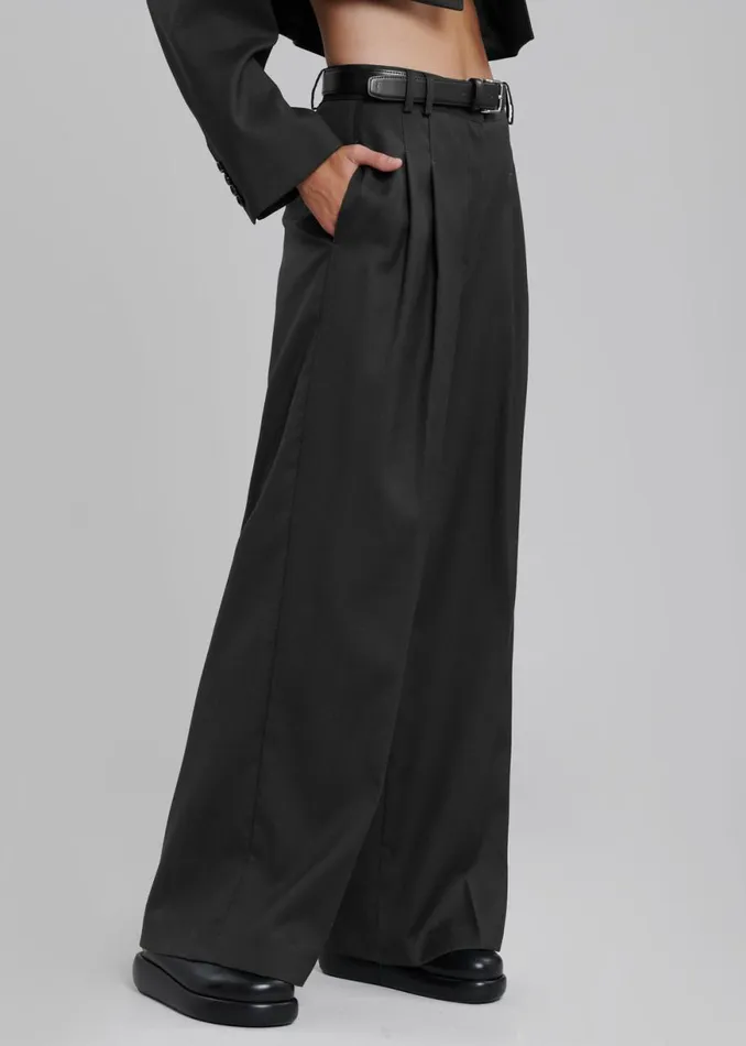 The Frankie Shop Glenn Wide Pants 8211 Black Shop Bottoms