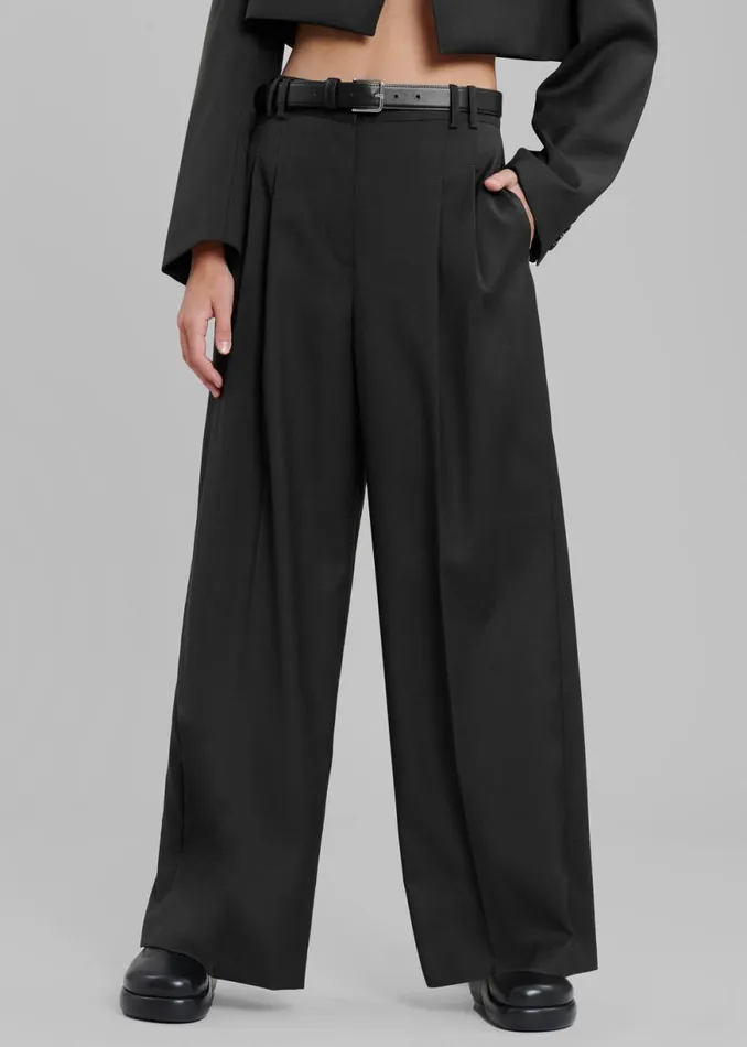 The Frankie Shop Glenn Wide Pants 8211 Black Shop Bottoms