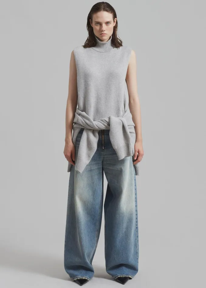 The Frankie Shop Haikure Bethany Zip Pants 8211 Dirty Blue Shop Clothing