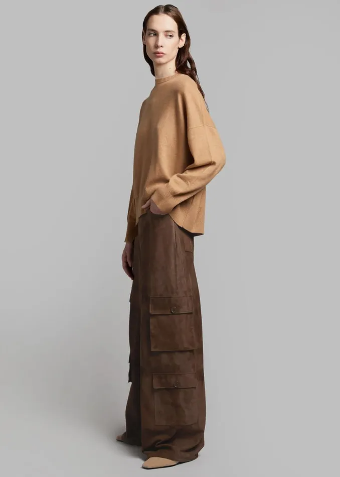 The Frankie Shop Hailey Suede Oversized Cargo Pants 8211 Brown Shop Clothing