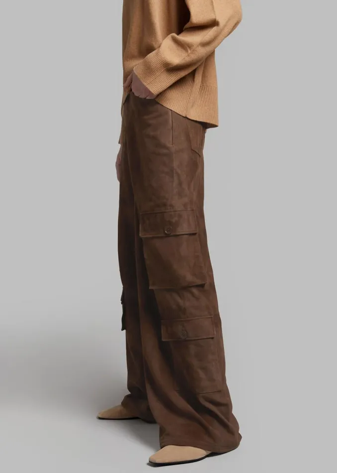 The Frankie Shop Hailey Suede Oversized Cargo Pants 8211 Brown Shop Clothing