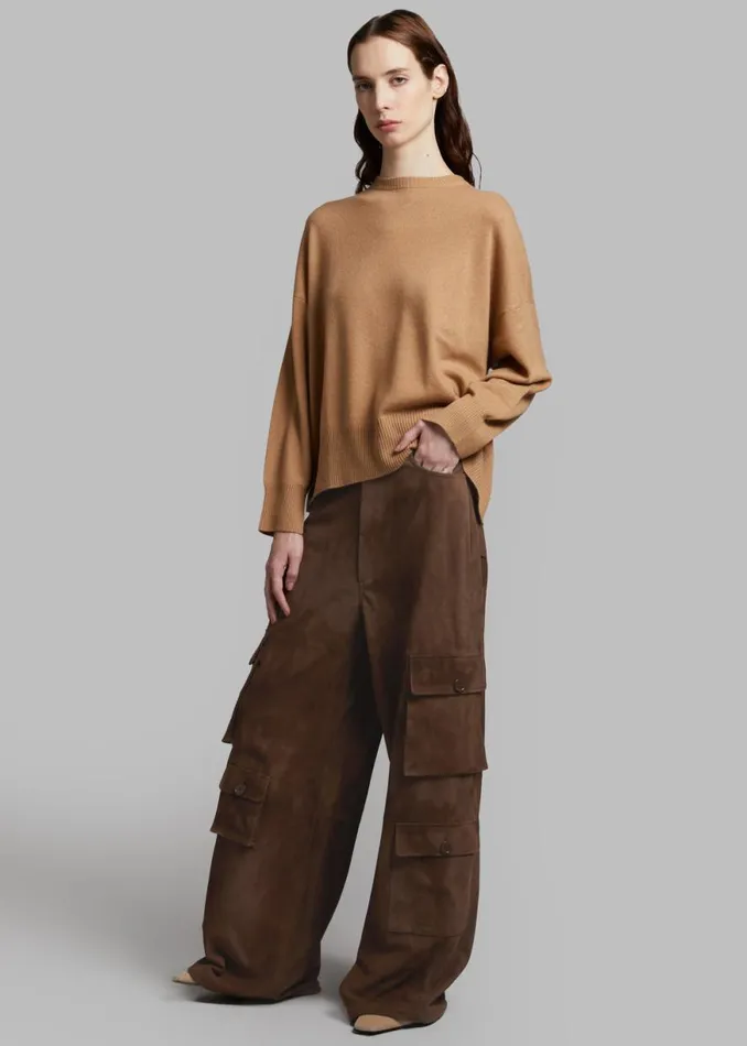 The Frankie Shop Hailey Suede Oversized Cargo Pants 8211 Brown Shop Clothing