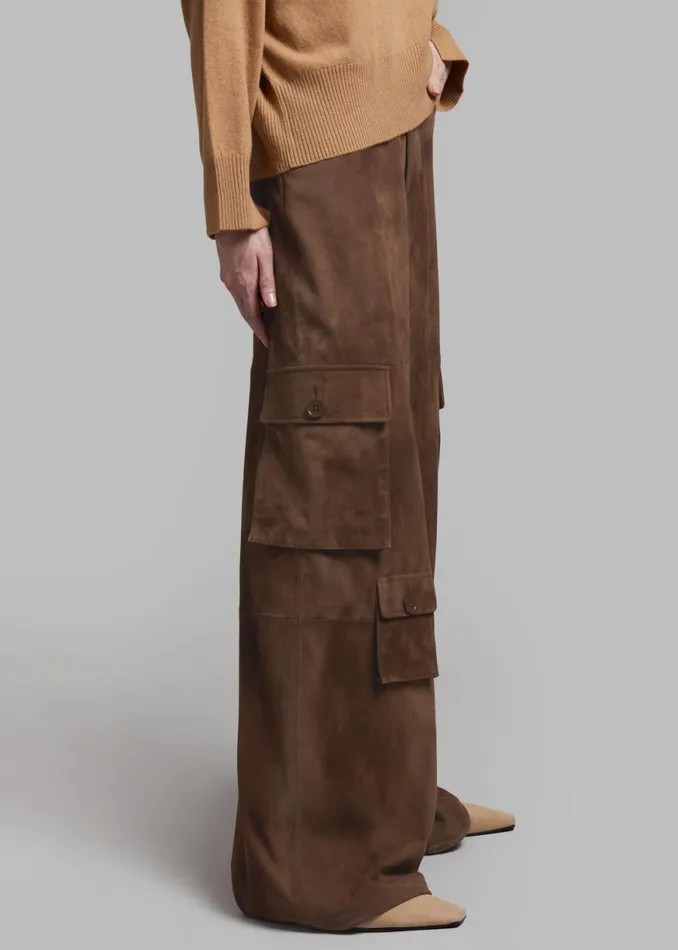 The Frankie Shop Hailey Suede Oversized Cargo Pants 8211 Brown Shop Clothing