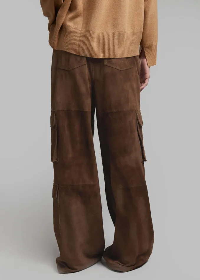 The Frankie Shop Hailey Suede Oversized Cargo Pants 8211 Brown Shop Clothing