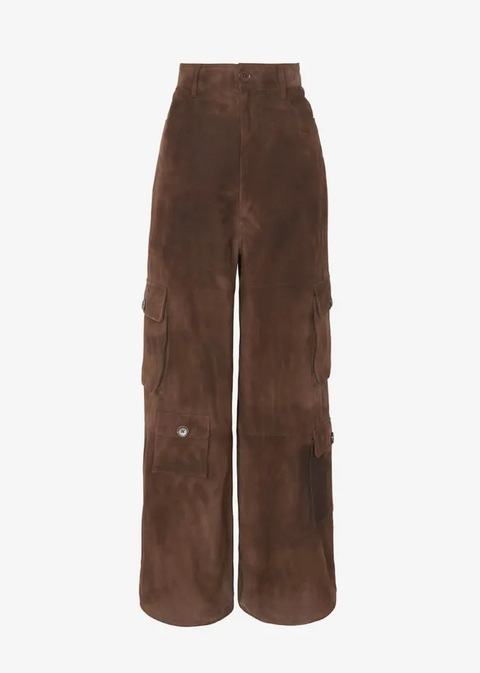 The Frankie Shop Hailey Suede Oversized Cargo Pants 8211 Brown Shop Clothing