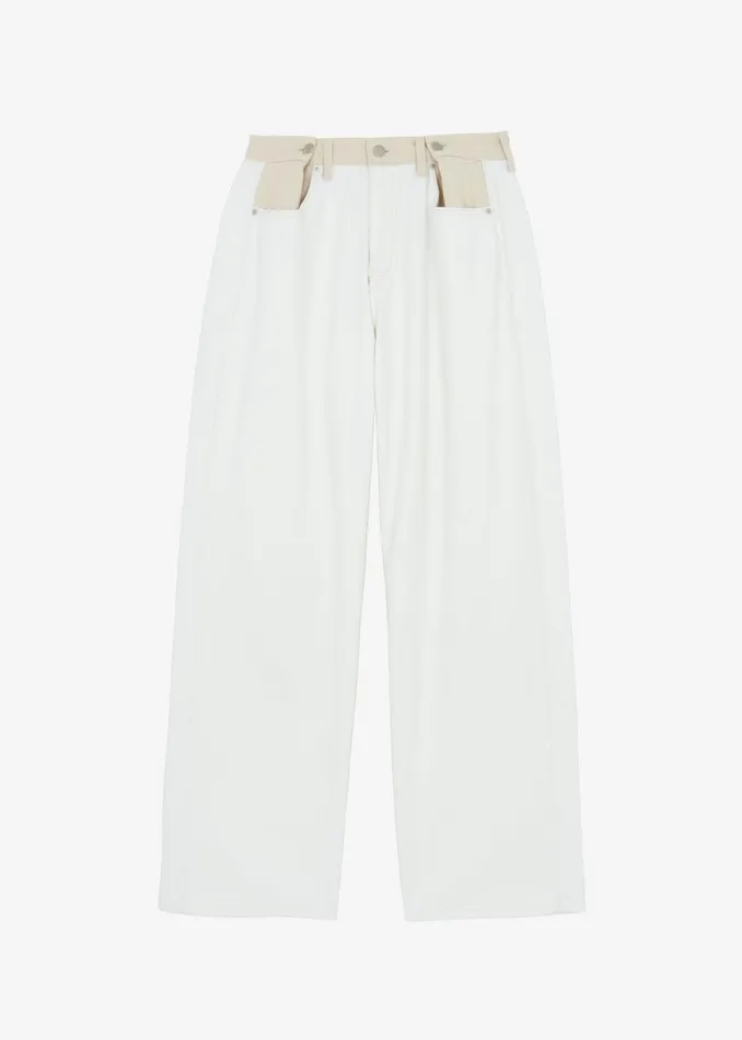 The Frankie Shop Hayla Contrast Denim Pants 8211 Off WhiteBeige Shop Clothing