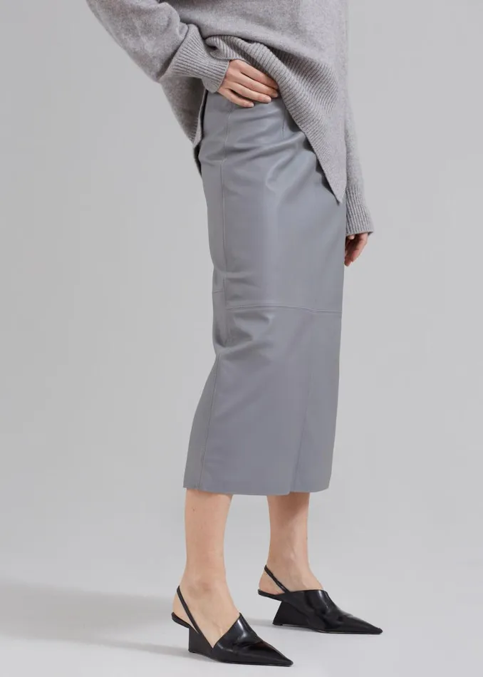 The Frankie Shop Heather Leather Pencil Skirt 8211 Grey Shop Bottoms