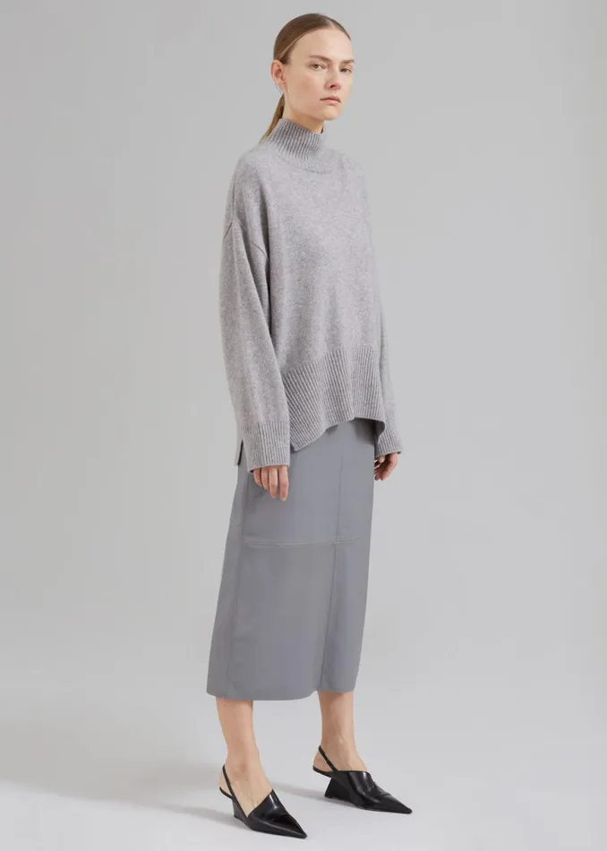 The Frankie Shop Heather Leather Pencil Skirt 8211 Grey Shop Bottoms