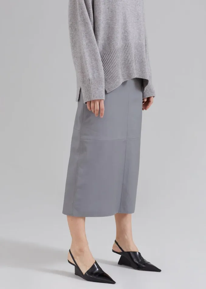The Frankie Shop Heather Leather Pencil Skirt 8211 Grey Shop Bottoms