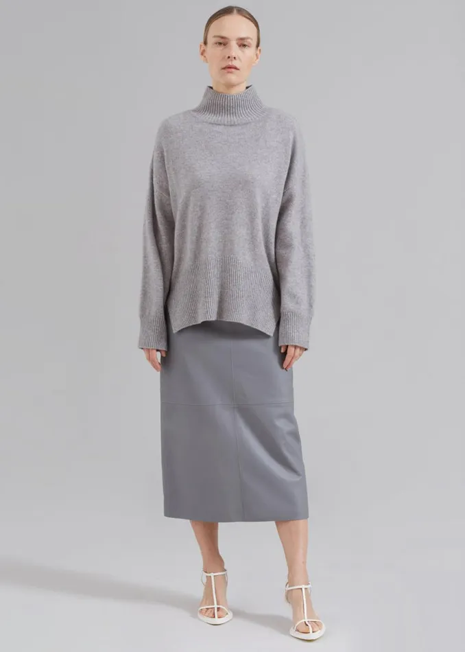 The Frankie Shop Heather Leather Pencil Skirt 8211 Grey Shop Bottoms