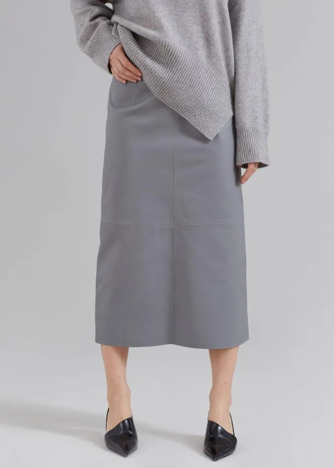 The Frankie Shop Heather Leather Pencil Skirt 8211 Grey Shop Bottoms