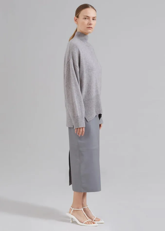 The Frankie Shop Heather Leather Pencil Skirt 8211 Grey Shop Bottoms