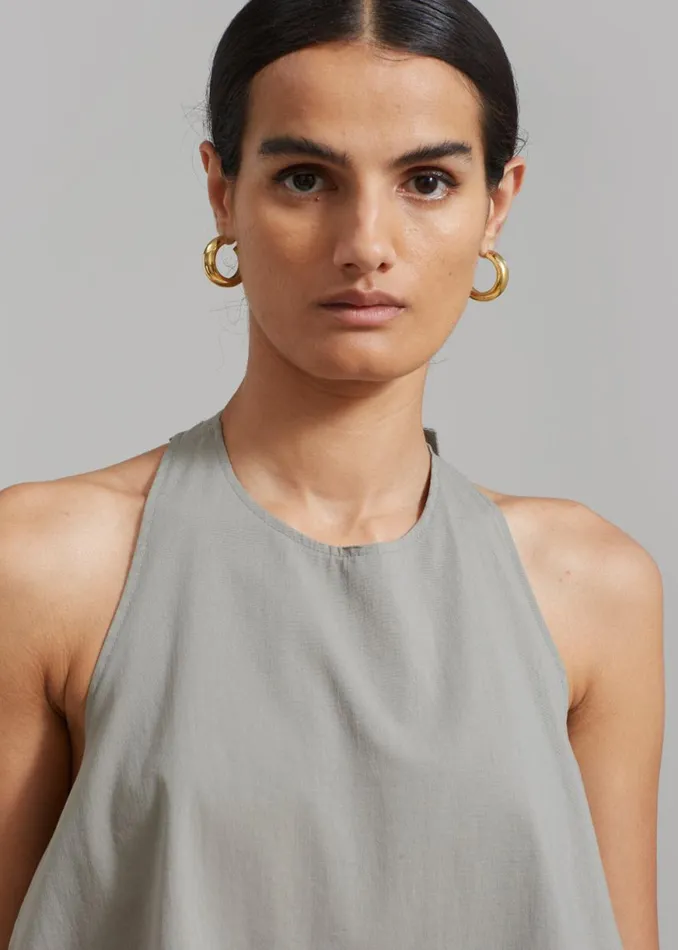 The Frankie Shop Irene Halter Neck Blouse 8211 Slate Green Shop Tops