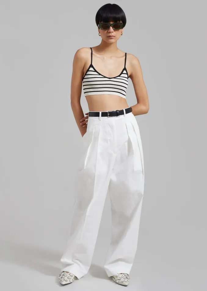 The Frankie Shop Jade Knit Bralette 8211 Black Stripe Shop Tops