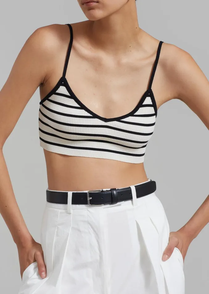 The Frankie Shop Jade Knit Bralette 8211 Black Stripe Shop Tops