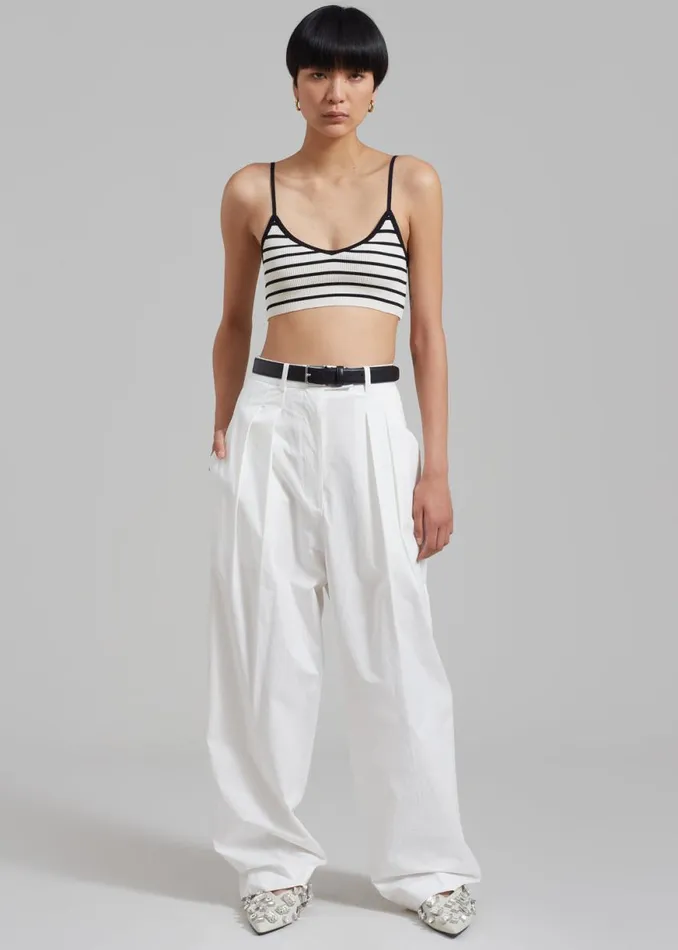 The Frankie Shop Jade Knit Bralette 8211 Black Stripe Shop Tops