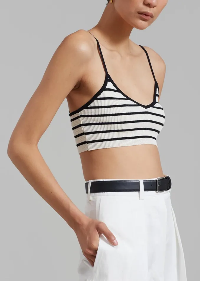 The Frankie Shop Jade Knit Bralette 8211 Black Stripe Shop Tops