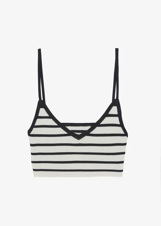 The Frankie Shop Jade Knit Bralette 8211 Black Stripe Shop Tops
