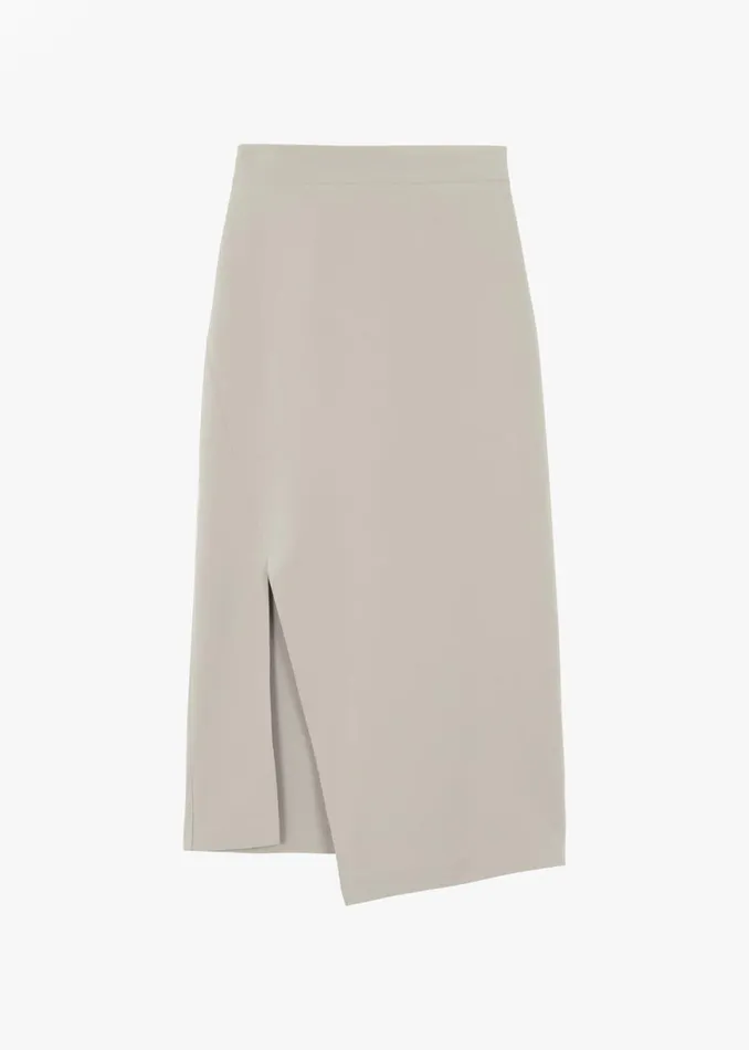The Frankie Shop Joy Side Slit Midi Skirt 8211 Beige Shop Bottoms