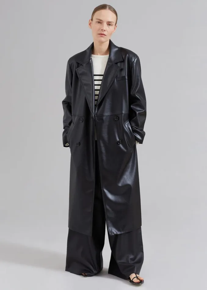 The Frankie Shop Kaja FauxLeather Coat 8211 Black Shop Outerwear