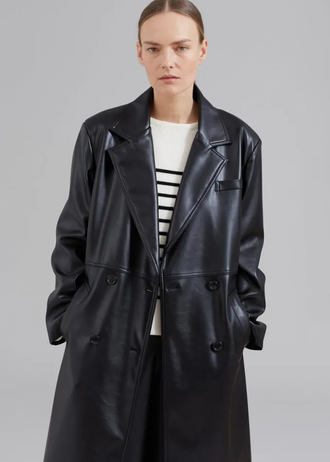 The Frankie Shop Kaja FauxLeather Coat 8211 Black Shop Outerwear