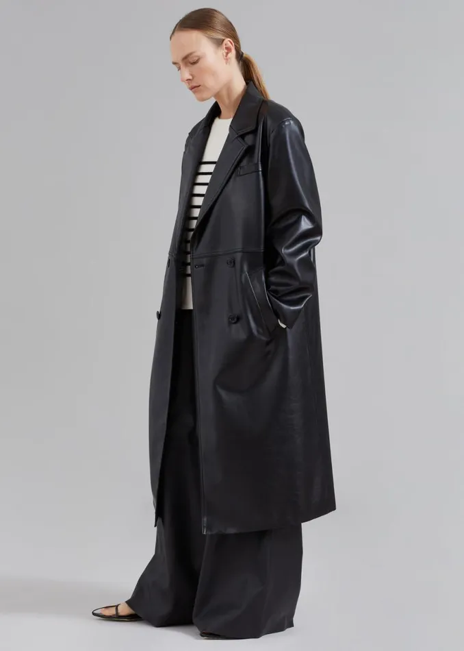 The Frankie Shop Kaja FauxLeather Coat 8211 Black Shop Outerwear