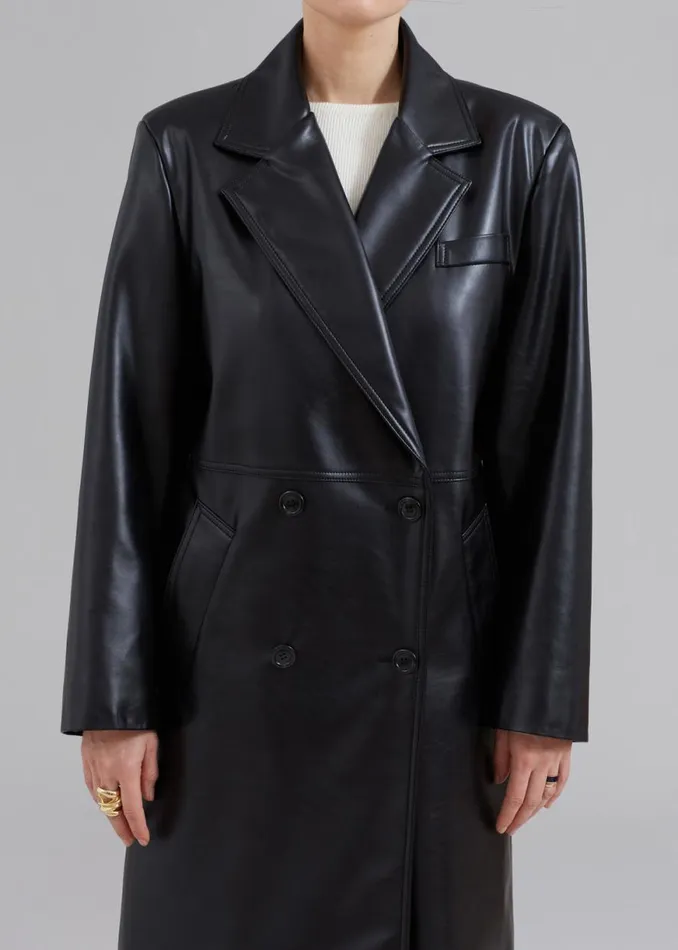 The Frankie Shop Kaja FauxLeather Coat 8211 Black Shop Outerwear
