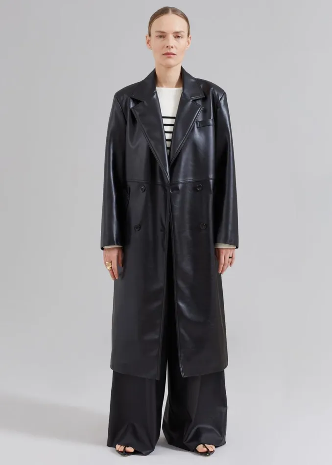The Frankie Shop Kaja FauxLeather Coat 8211 Black Shop Outerwear