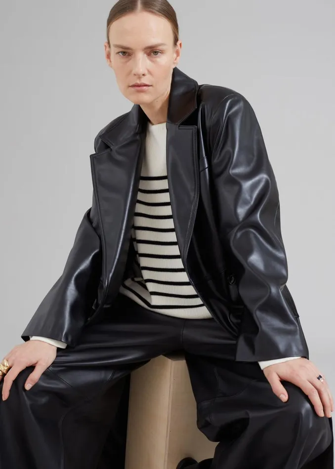 The Frankie Shop Kaja FauxLeather Coat 8211 Black Shop Outerwear