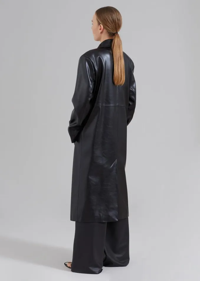 The Frankie Shop Kaja FauxLeather Coat 8211 Black Shop Outerwear