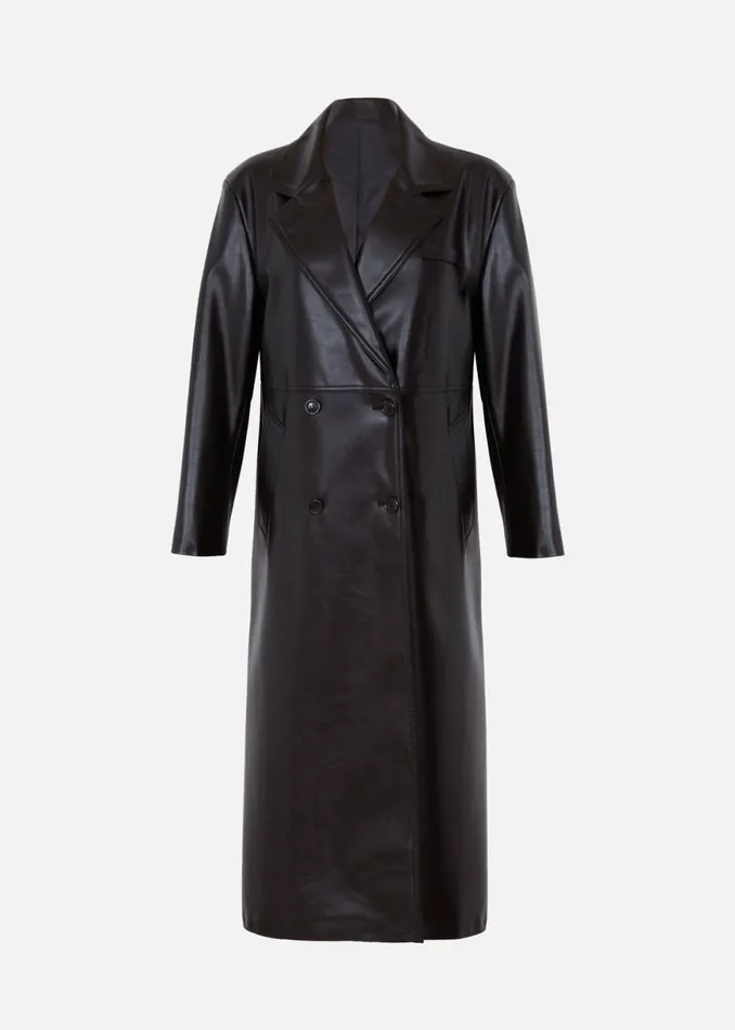 The Frankie Shop Kaja FauxLeather Coat 8211 Black Shop Outerwear