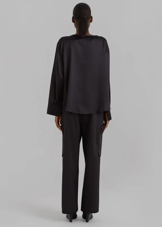 The Frankie Shop Kemp Silky Cargo Pants 8211 Black Shop Bottoms
