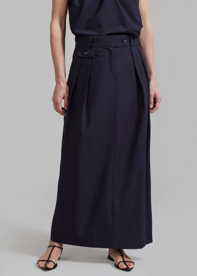 The Frankie Shop Leah Maxi Skirt 8211 Navy Shop Bottoms