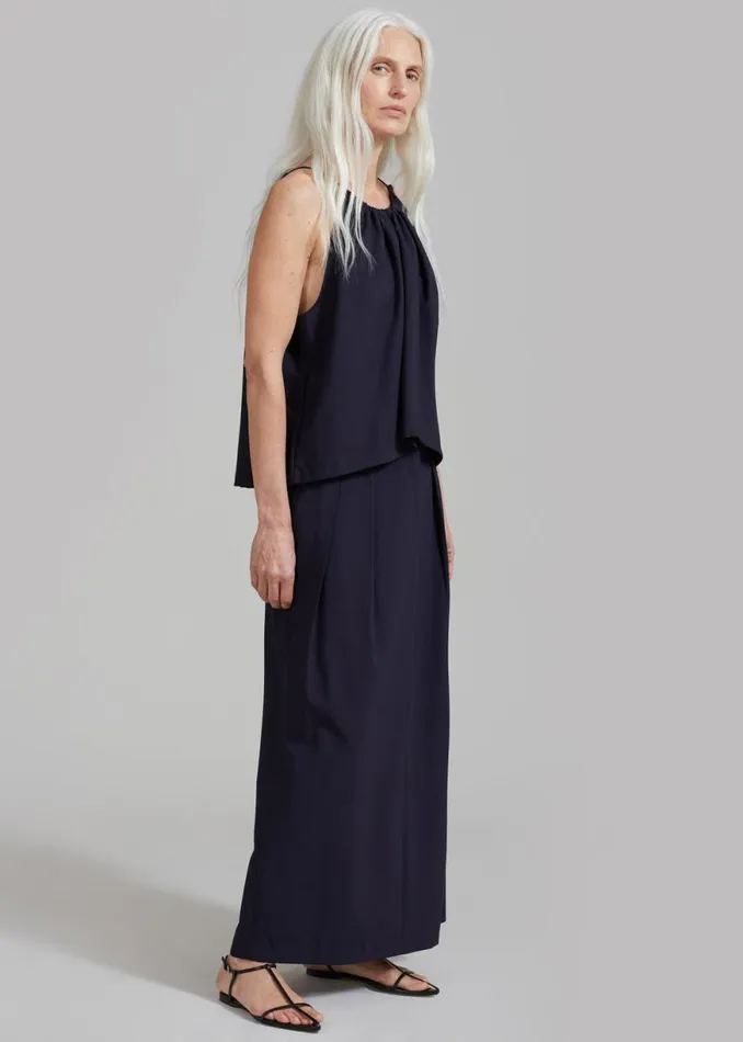 The Frankie Shop Leah Maxi Skirt 8211 Navy Shop Bottoms