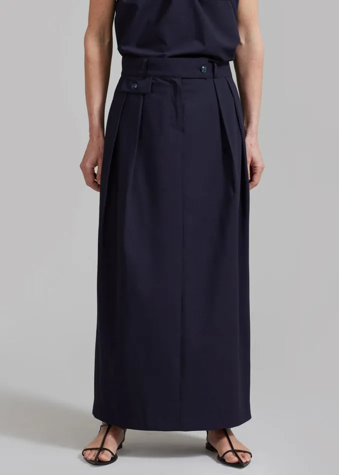 The Frankie Shop Leah Maxi Skirt 8211 Navy Shop Bottoms