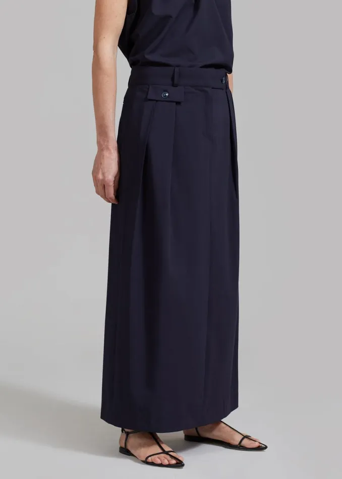 The Frankie Shop Leah Maxi Skirt 8211 Navy Shop Bottoms