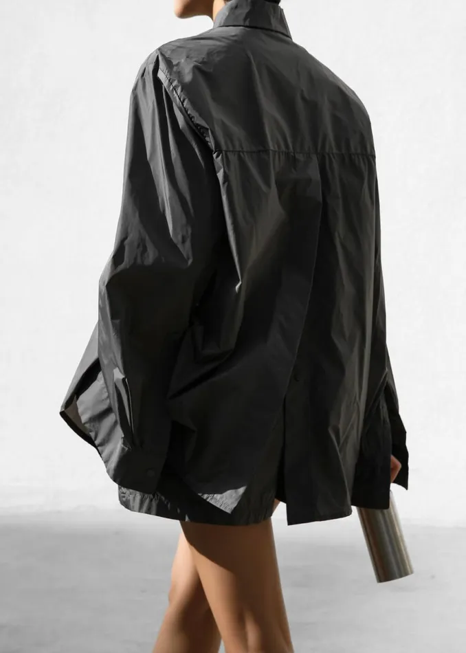 The Frankie Shop Lucy Open Back Oversized Shirt 8211 Charcoal Shop Tops