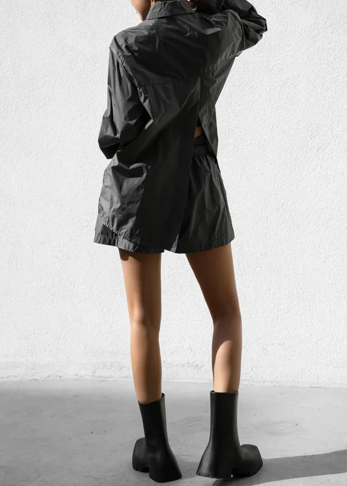The Frankie Shop Lucy Open Back Oversized Shirt 8211 Charcoal Shop Tops