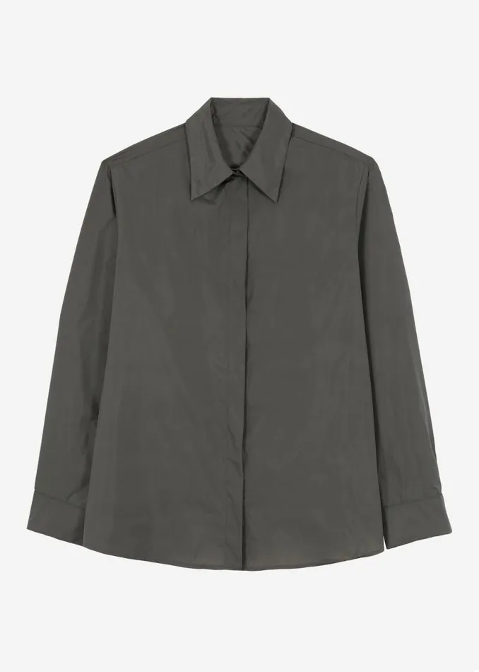 The Frankie Shop Lucy Open Back Oversized Shirt 8211 Charcoal Shop Tops