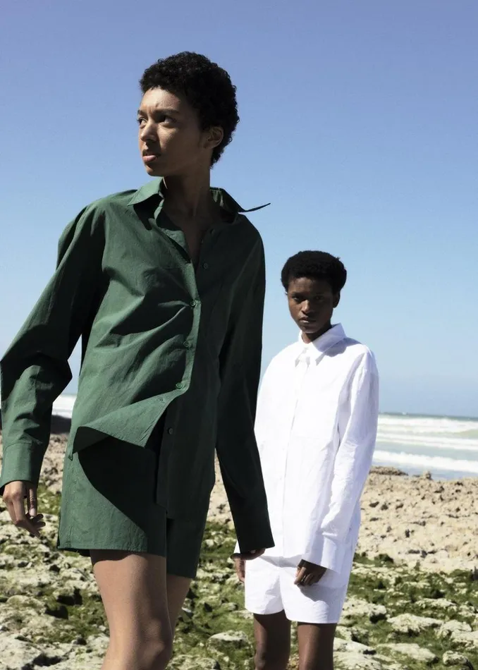 The Frankie Shop Lui Organic Cotton Shirt 8211 Hunter Green Shop Tops