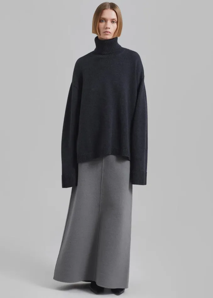 The Frankie Shop Malvo Long Wool Pencil Skirt 8211 Grey Shop Clothing