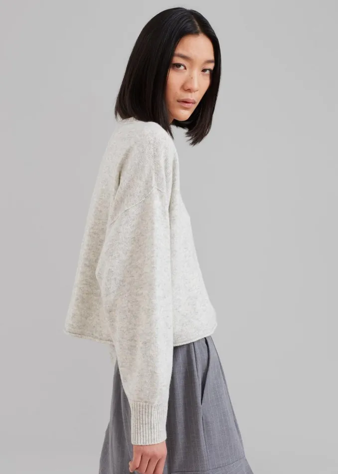 The Frankie Shop Marlan Rolled Edge Sweater 8211 Grey Shop Knitwear