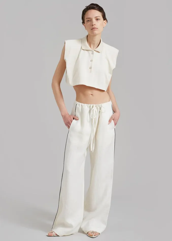 The Frankie Shop MATIN Piping Drawstring Pant 8211 Natural Shop Bottoms