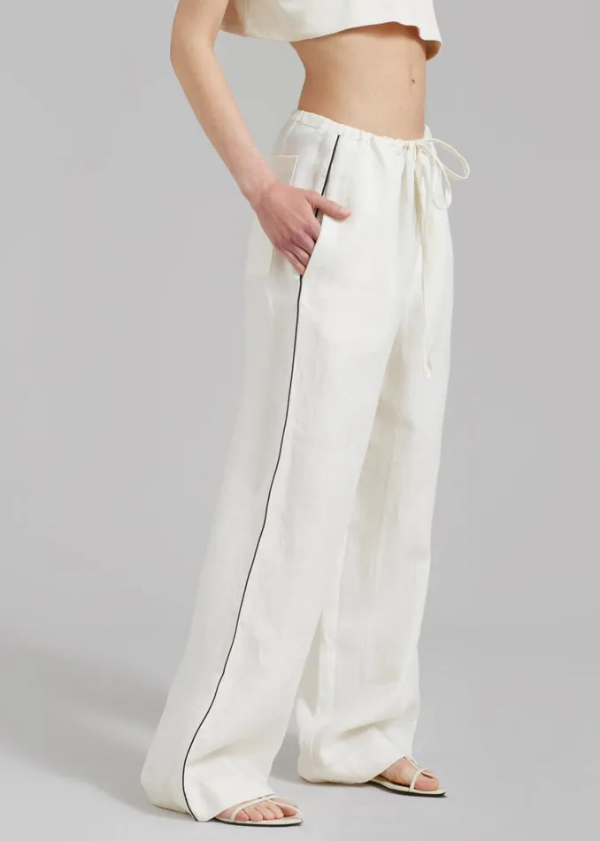 The Frankie Shop MATIN Piping Drawstring Pant 8211 Natural Shop Bottoms