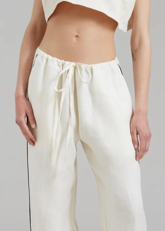 The Frankie Shop MATIN Piping Drawstring Pant 8211 Natural Shop Bottoms