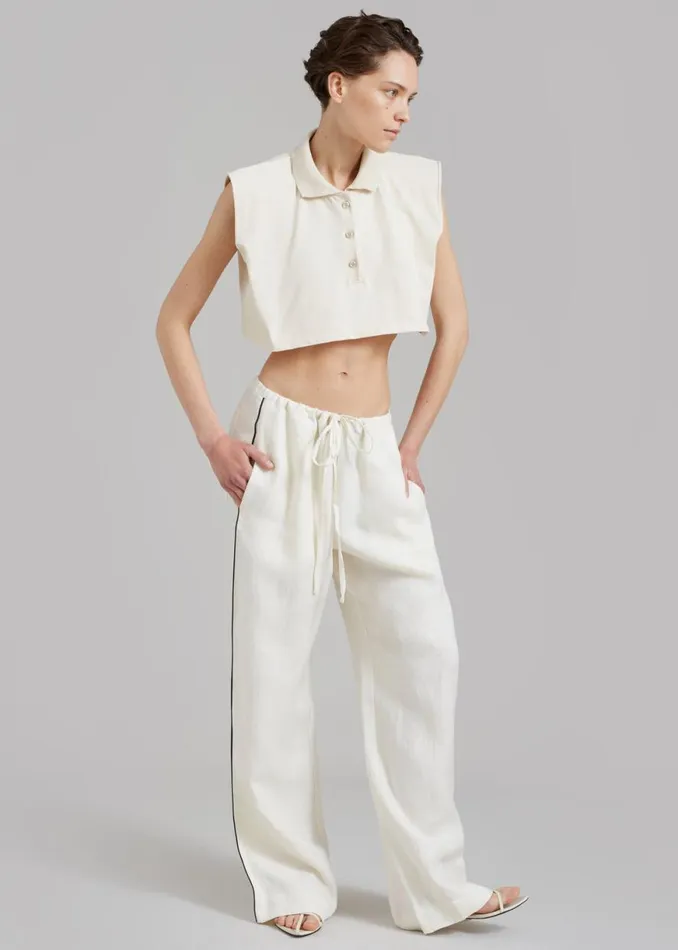 The Frankie Shop MATIN Piping Drawstring Pant 8211 Natural Shop Bottoms