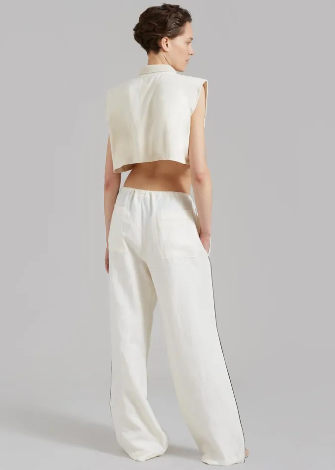 The Frankie Shop MATIN Piping Drawstring Pant 8211 Natural Shop Bottoms