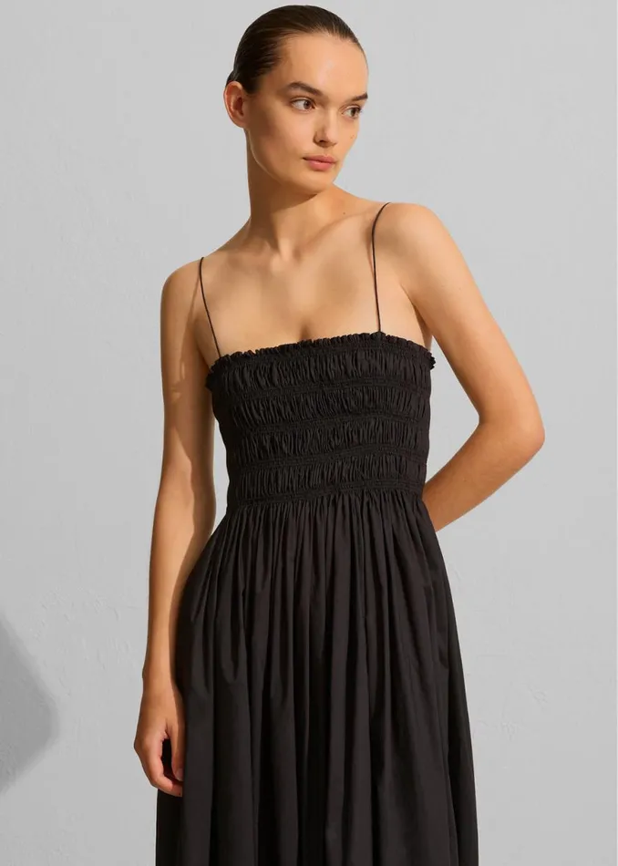 The Frankie Shop Matteau Shirred Bodice Dress 8211 Black Shop Dresses